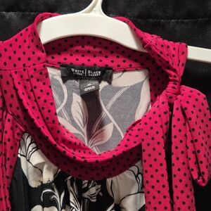 White House Black Market Chic Cowl Drape Floral Polka Dot Sleeveless Tank Top